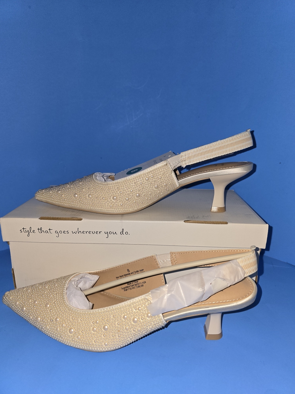 Offers Welcome NWT A New Day Milan Pearl Slingback Heels Ivory Size 8 $40 MSRP